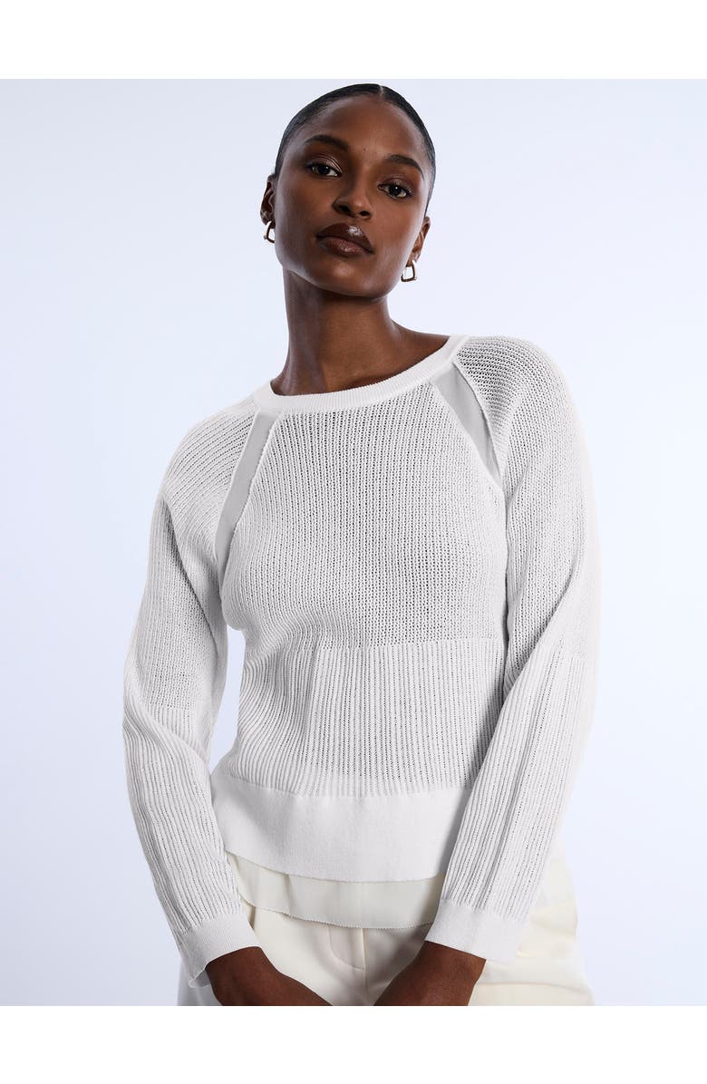 BCBGMAXAZRIA Pointelle Knit Sweater, Alternate, color, Chalk