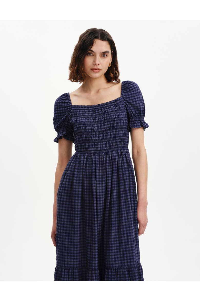 Petite Dawn Square Neck Midi Dress, Alternate, color, Navy