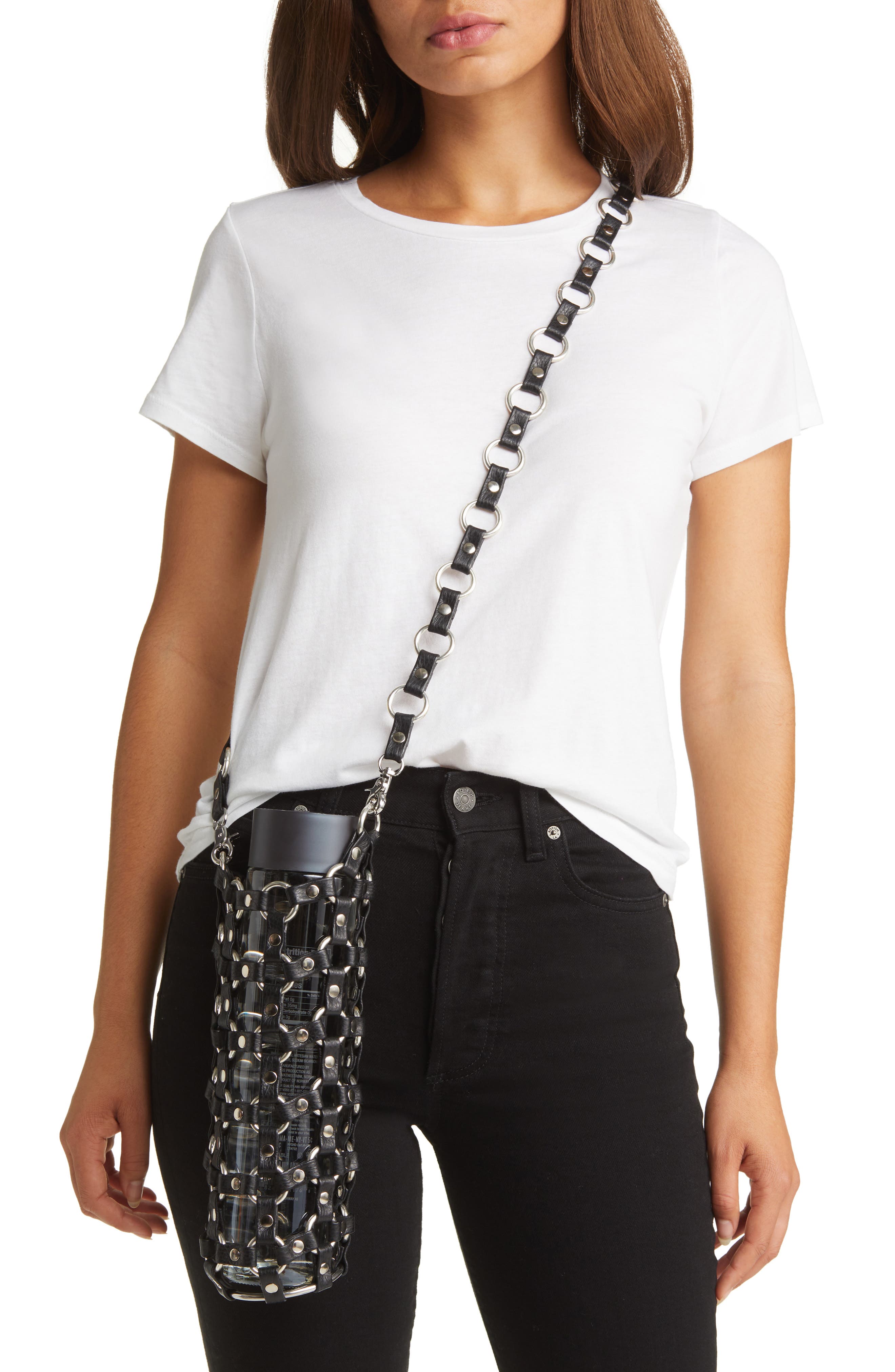 VIDAKUSH Hydration Hero Leather Crossbody Bag, Alternate, color, Black