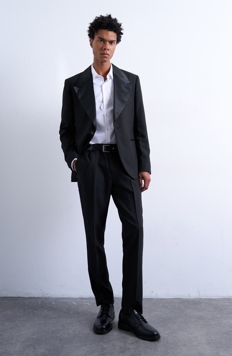 Topman Slim Suit Pants, Alternate, color, Black