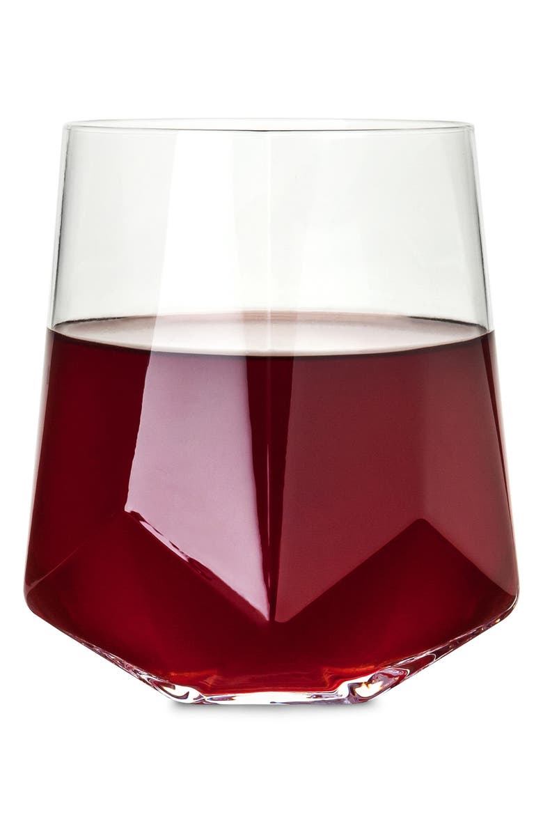 Viski by True Fabrications Raye Set of 2 Faceted Stemless Wine Glasses, Main, color,