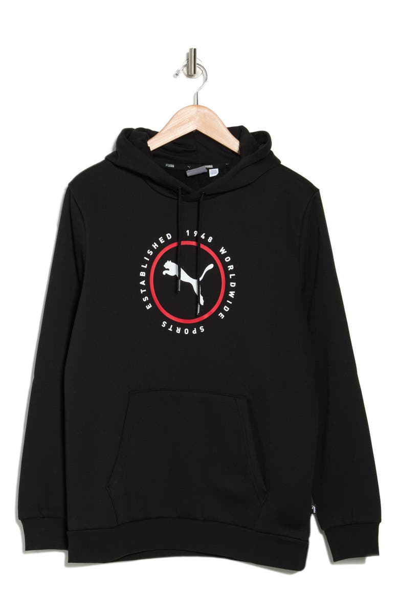 PUMA Worldwide Sports Logo Pullover Fleece Hoodie, Alternate, color,