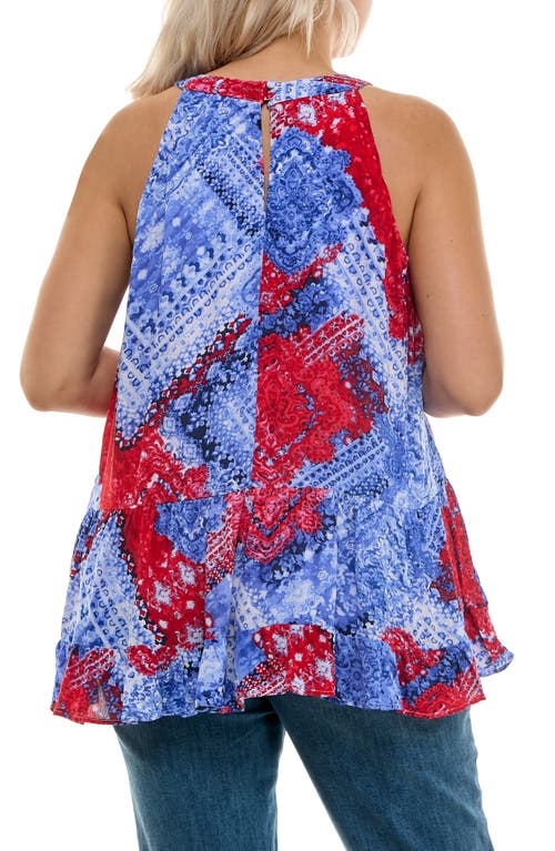 Nina Leonard Sleeveless Tiered Top In Multi