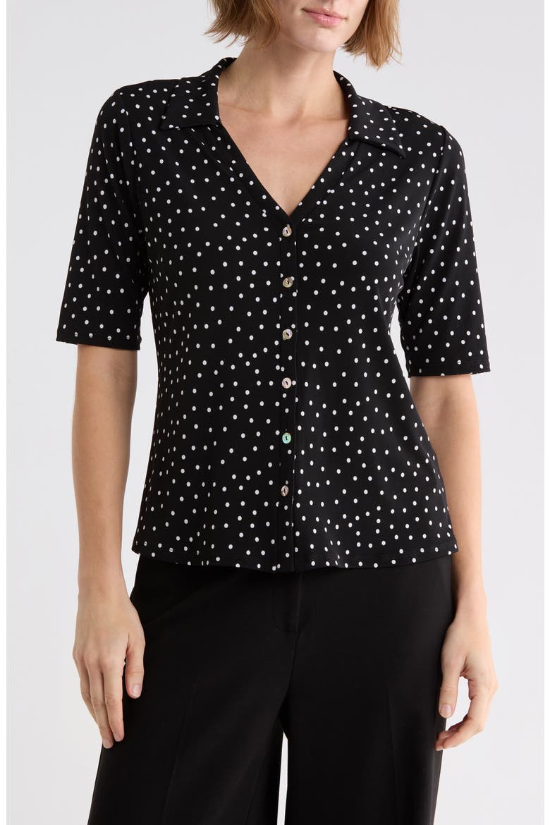 Polka Dot Knit Top, Main, color, BLACK DOT