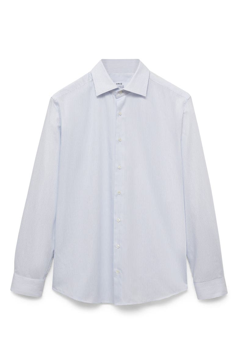 MANGO Stripe Cotton Button-Up Shirt, Alternate, color, Blue