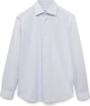MANGO Stripe Cotton Button-Up Shirt
