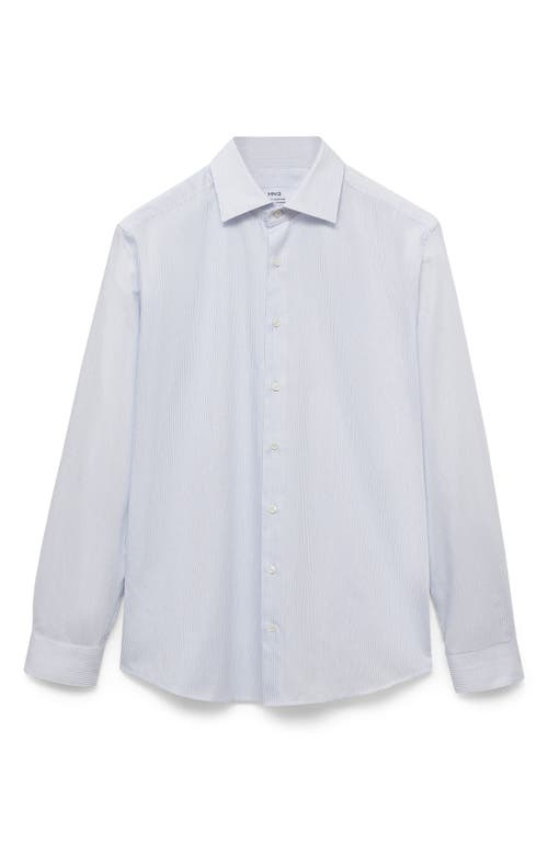 Mango Stripe Cotton Button-up Shirt In Blue