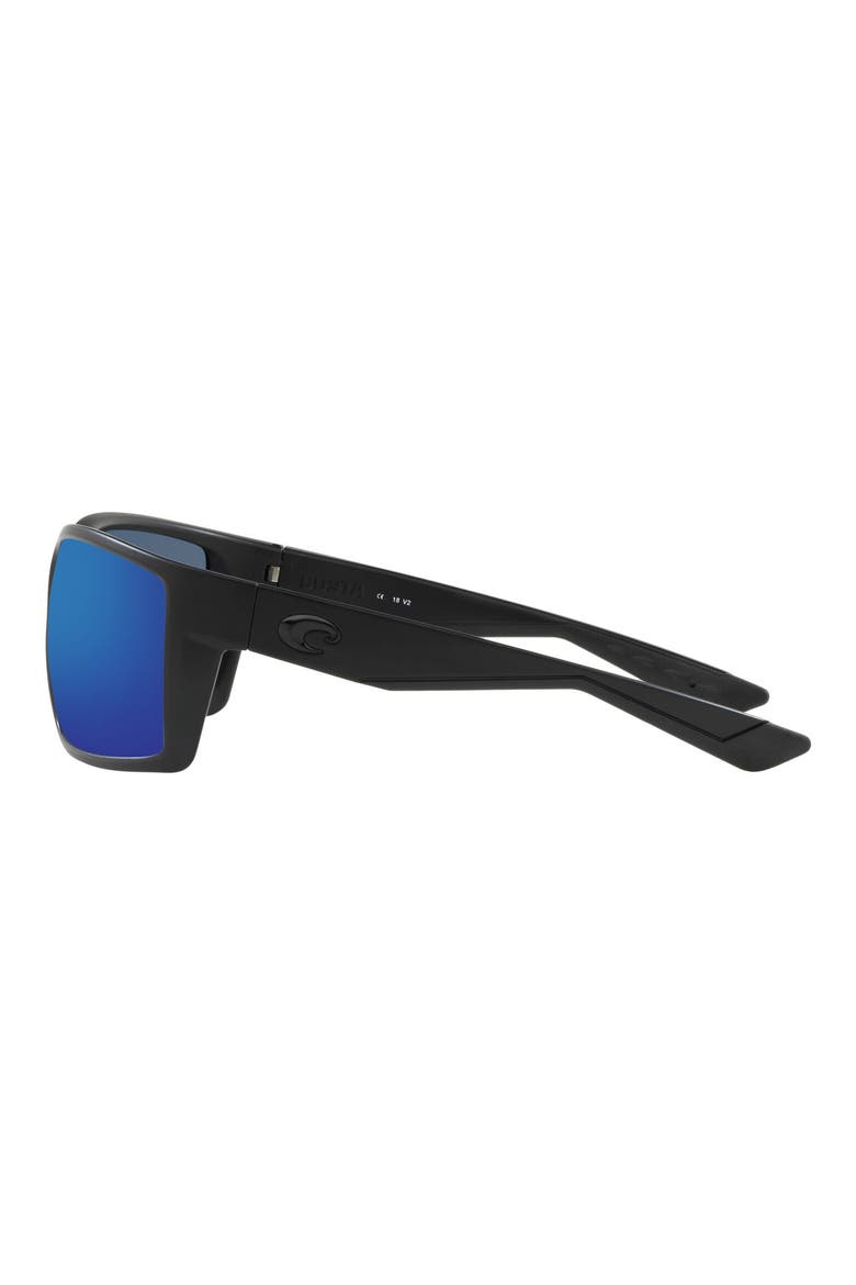 64mm Oversize Polarized Rectangular Sunglasses, Alternate, color, BLACKOUT/ GREEN MIRROR