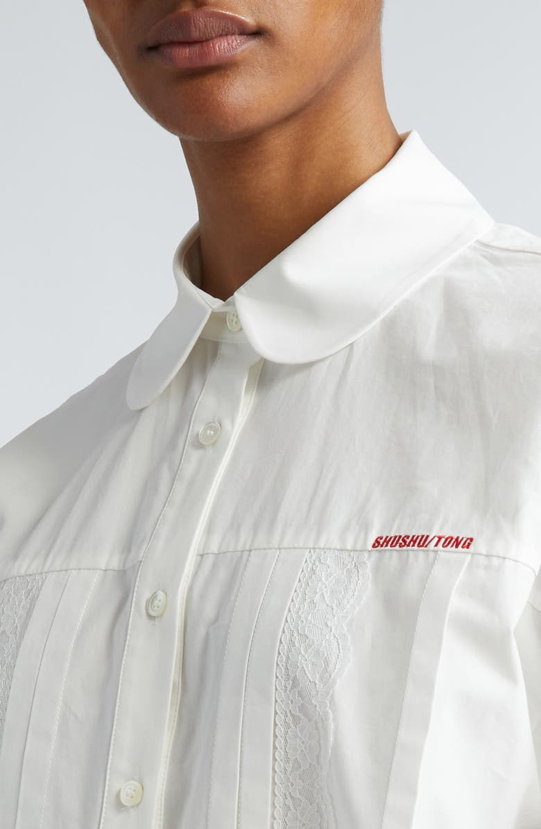 Shushu/Tong Lace Trim Cotton Poplin Shirt, Alternate, color,