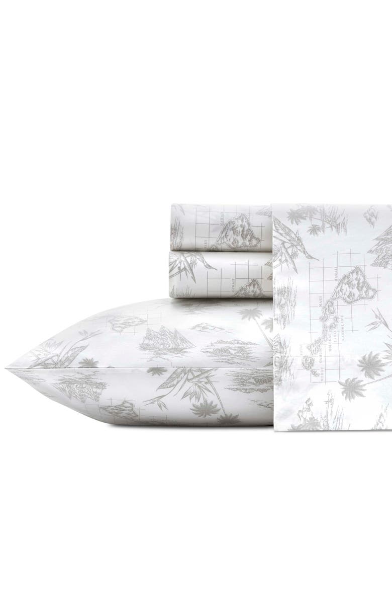 Tommy Bahama Vintage Map 200 Thread Count Sheet Set, Main, color, Grey