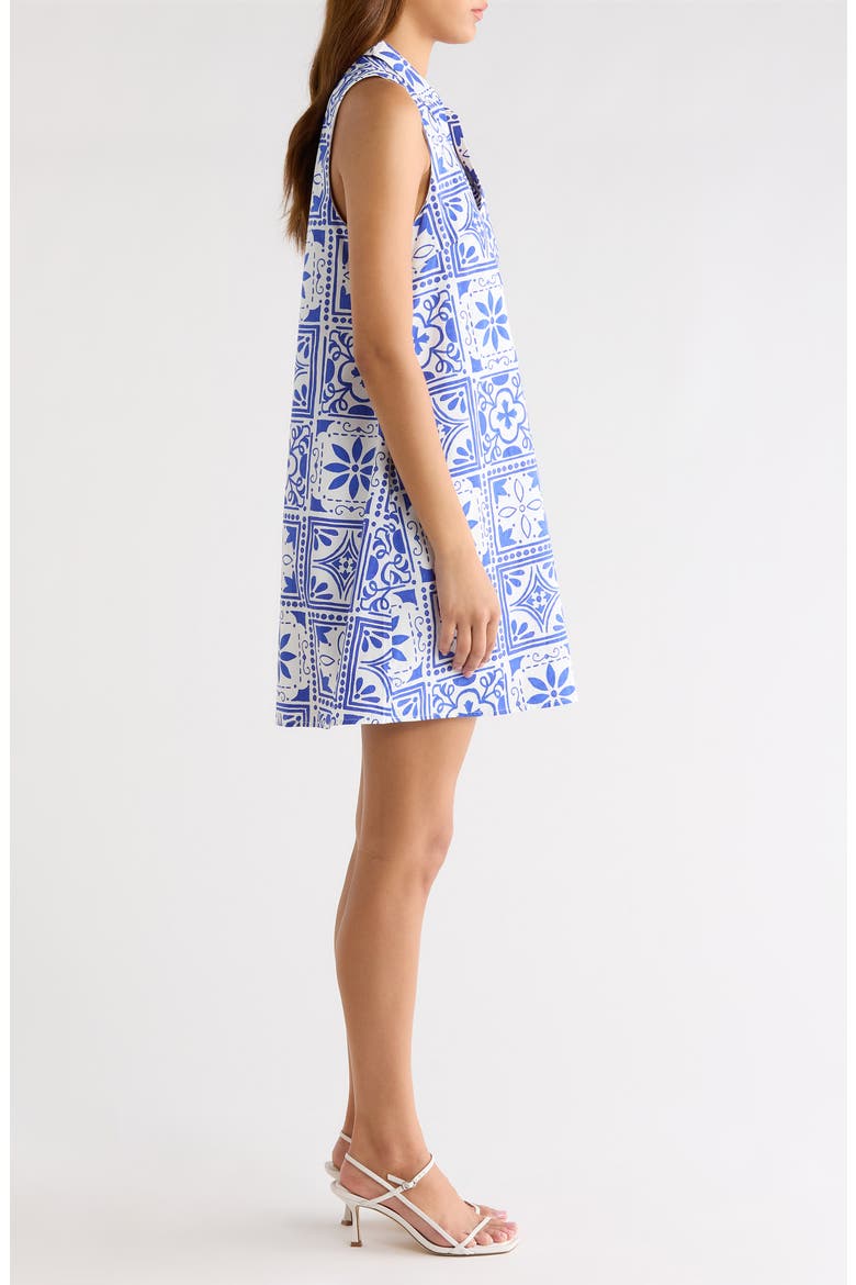 Nala City Lexya Sleeveless Cotton Shift Dress, Alternate, color, WHITE-BLUES-COMBO