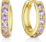 House of Frosted Carolyn Channel Set Amethyst Hoop Earrings