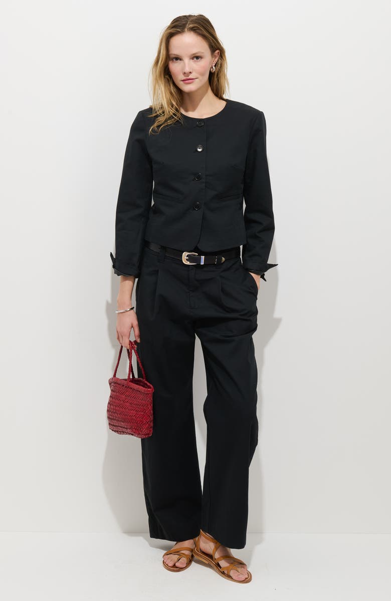 Alex Mill Soho Collarless Cotton & Linen Jacket, Alternate, color, Black