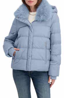 Tahari Vera Faux Fur Trim Hooded Puffer Coat