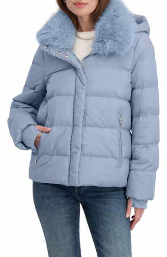 Tahari Vera Faux Fur Trim Hooded Puffer Coat