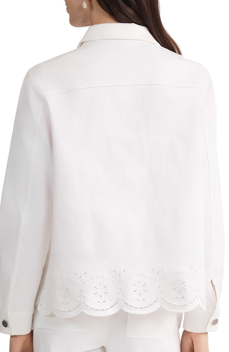 Jones New York Eyelet Embroidered Trim Shirt Jacket, Alternate, color, Soft White