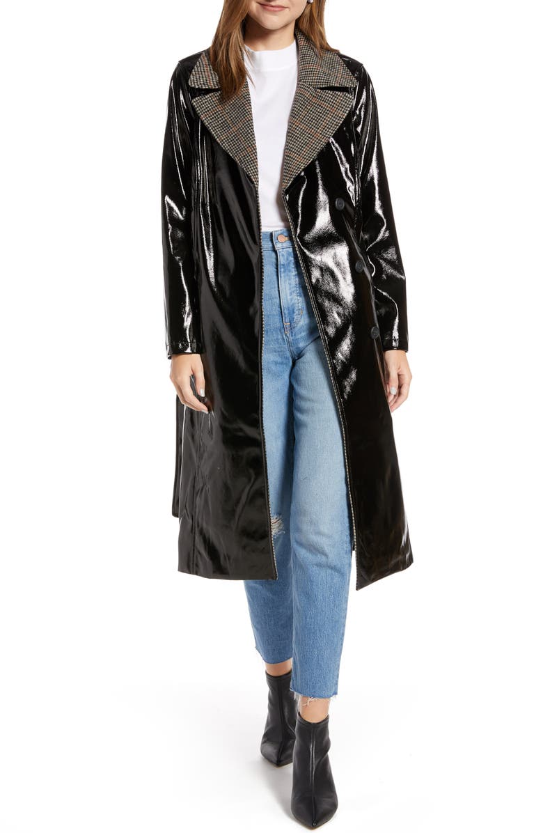 Something Navy Glossy Trench Coat, Alternate, color,