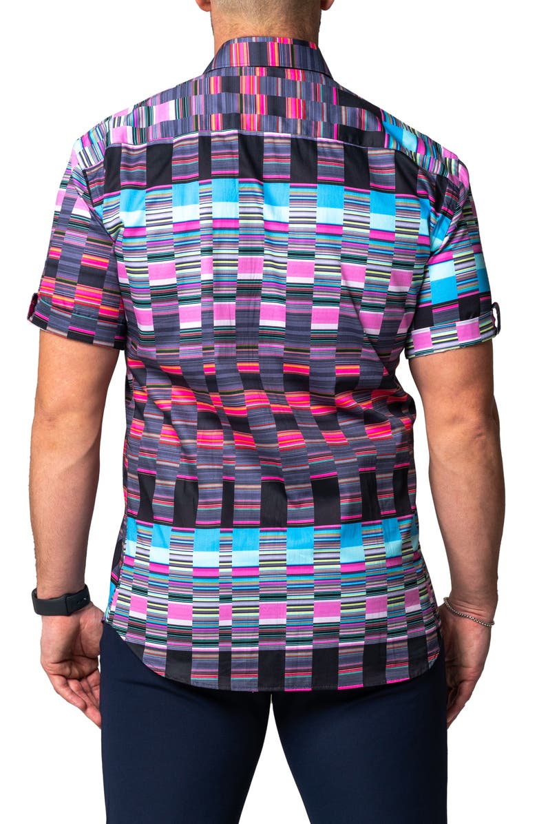 Maceoo Galileo Visible Short Sleeve Cotton Button-Up Shirt, Alternate, color, Purple Multi