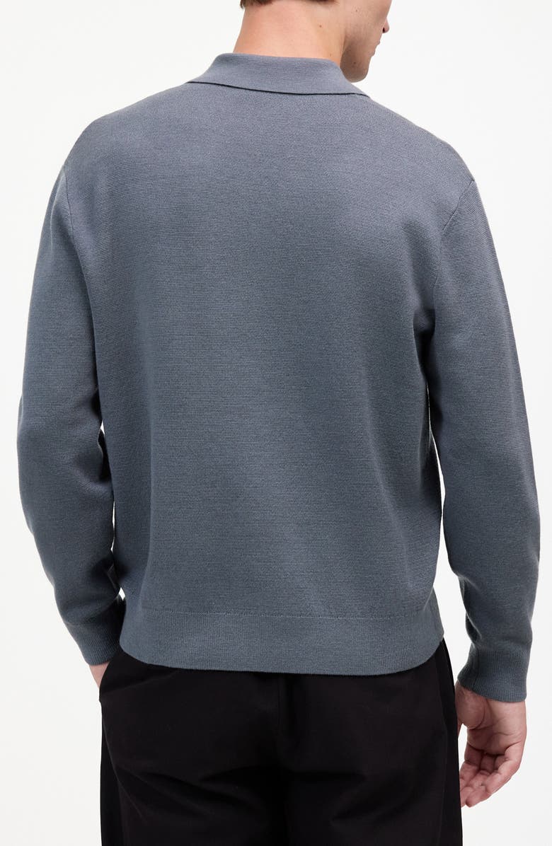 Madewell Three-Button Merino Wool Polo Sweater, Alternate, color, Dark Grey