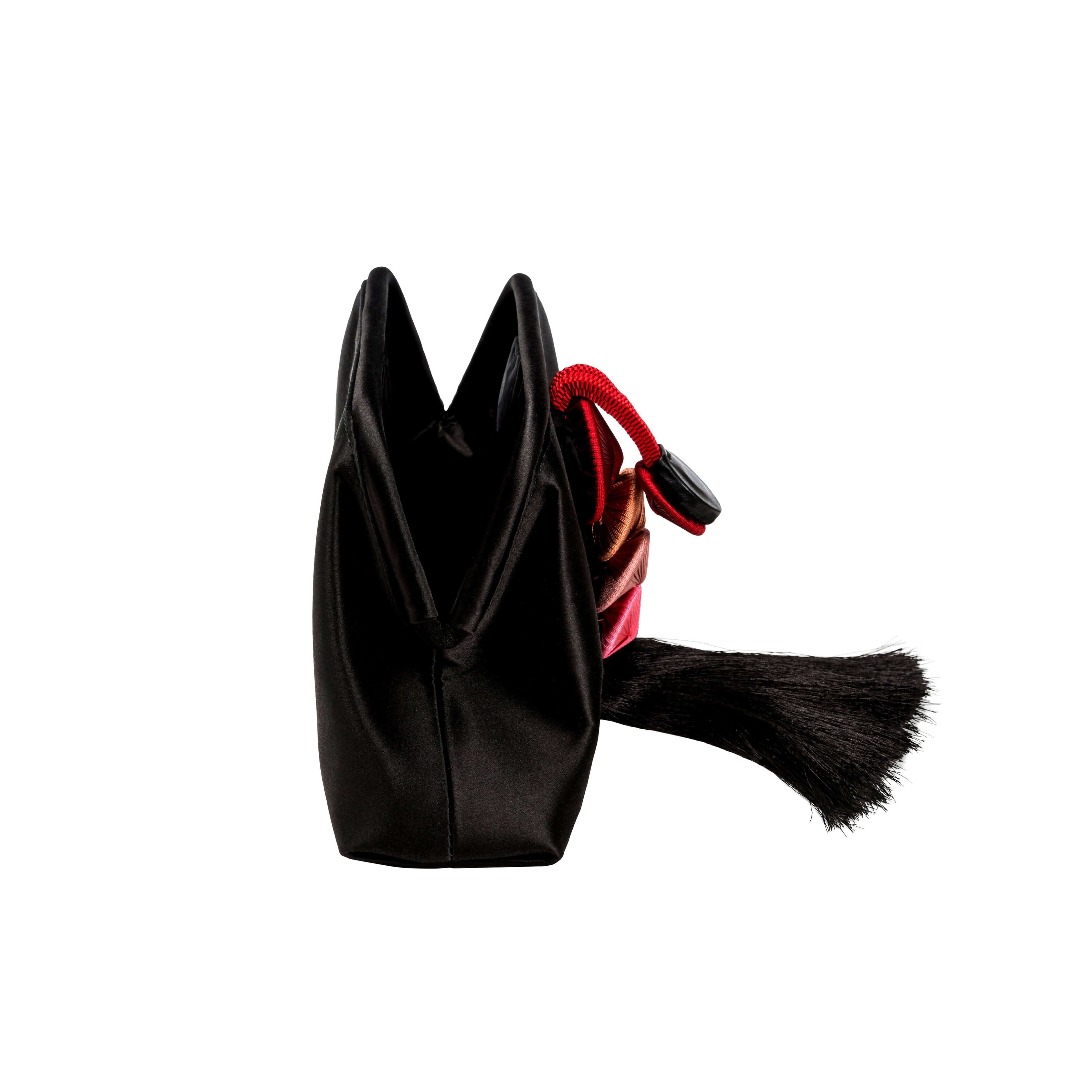Alessa Black & Multicolor Tassel Pouch Bag, Alternate, color, Black