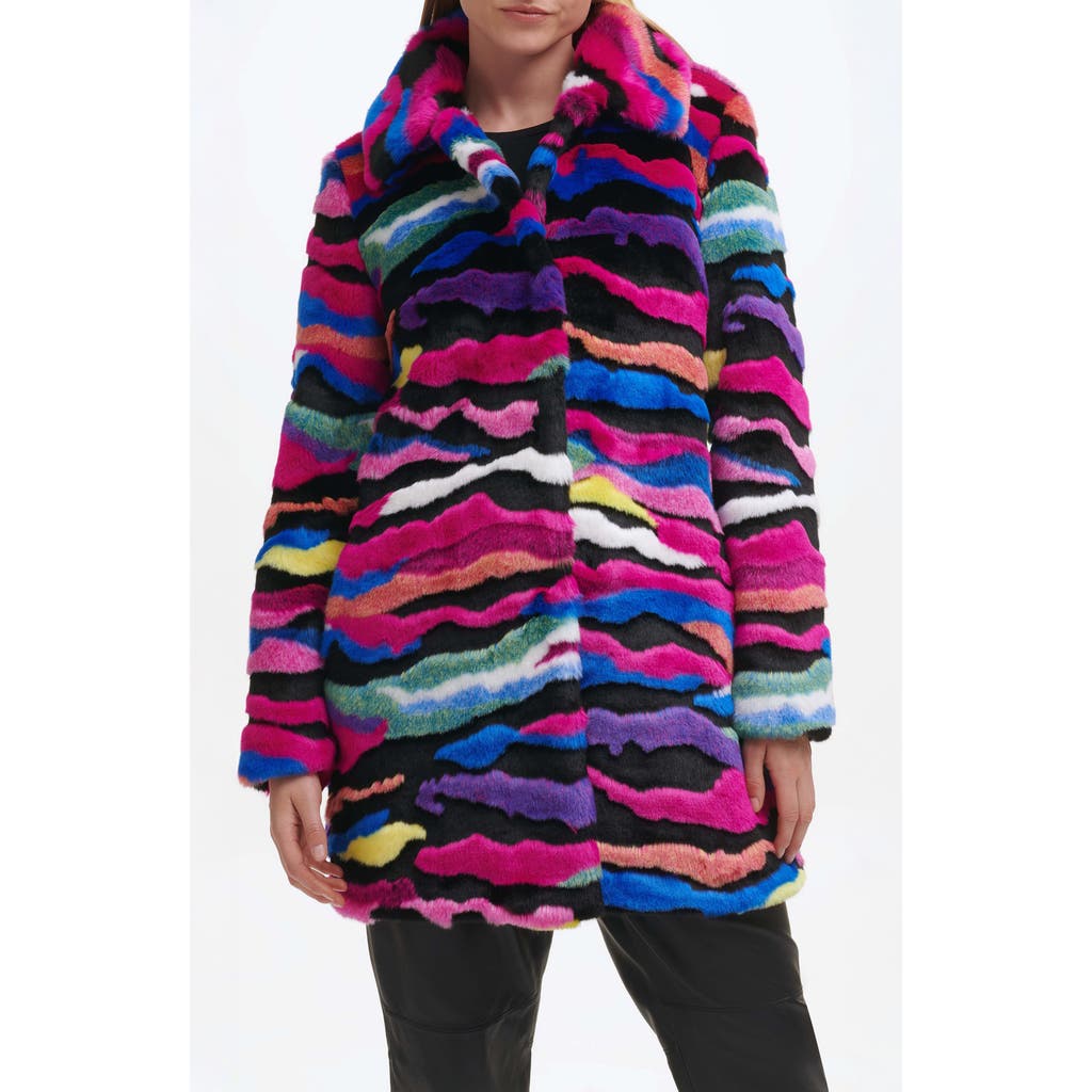 Karl Lagerfeld Faux Fur Jacket In Multi