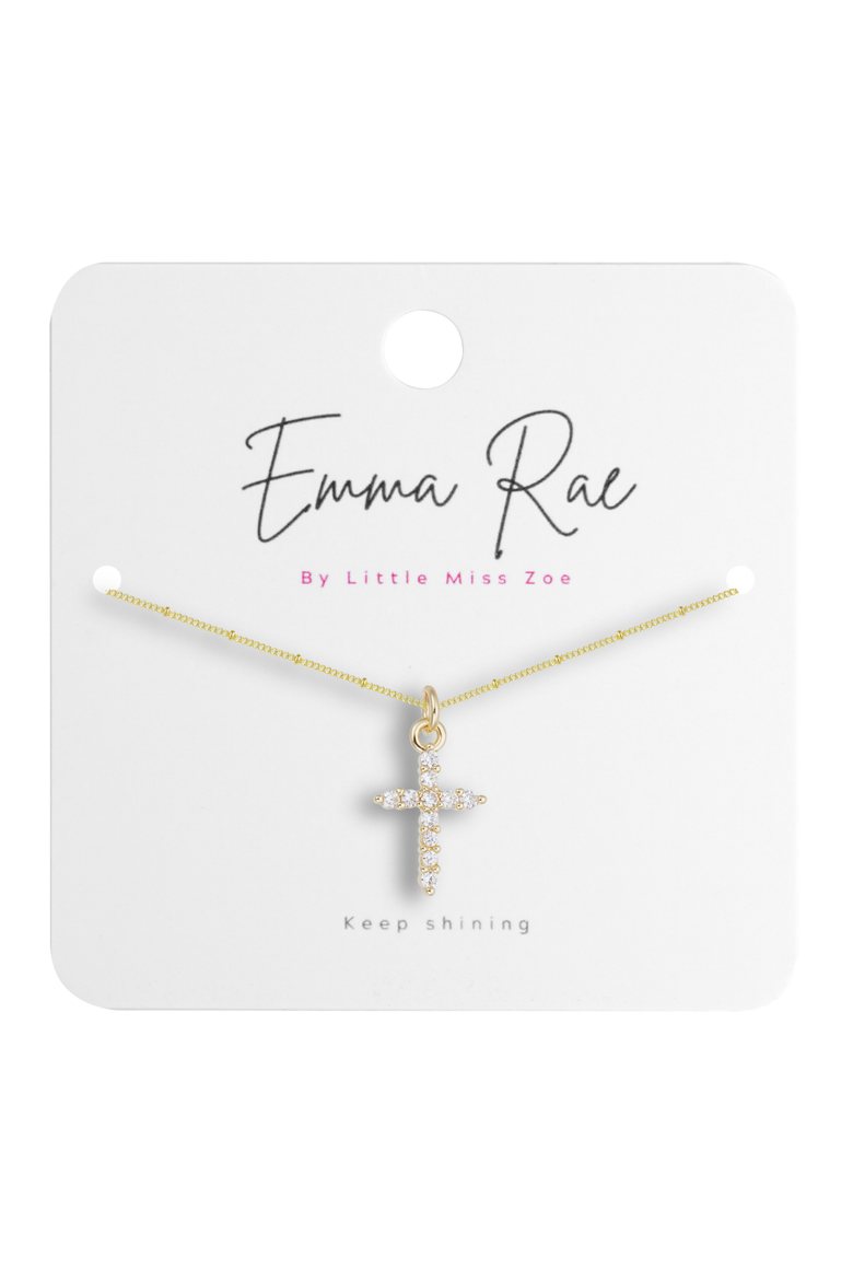 Cubic Zirconia Cross Pendant Necklace, Alternate, color, Metallic Gold