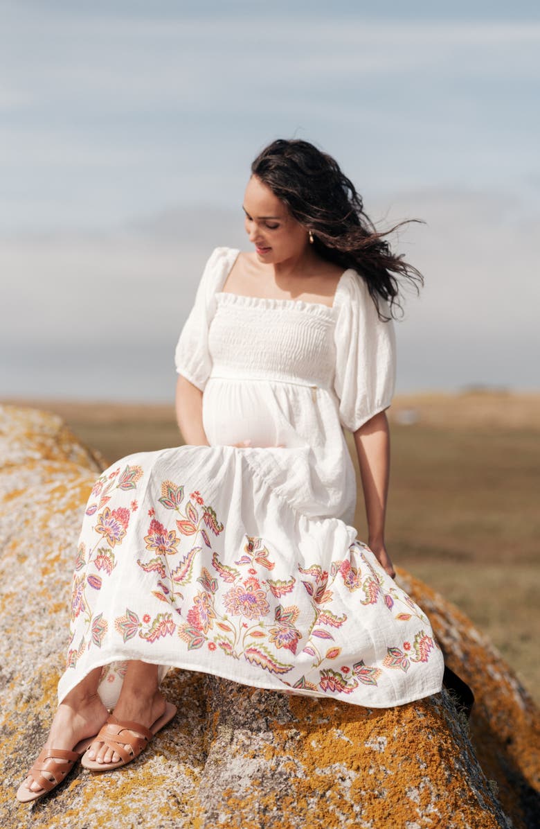 Cache Coeur Maternity and Nursing Behemian style Smock Long Dress Mila, Alternate, color, Multicolor