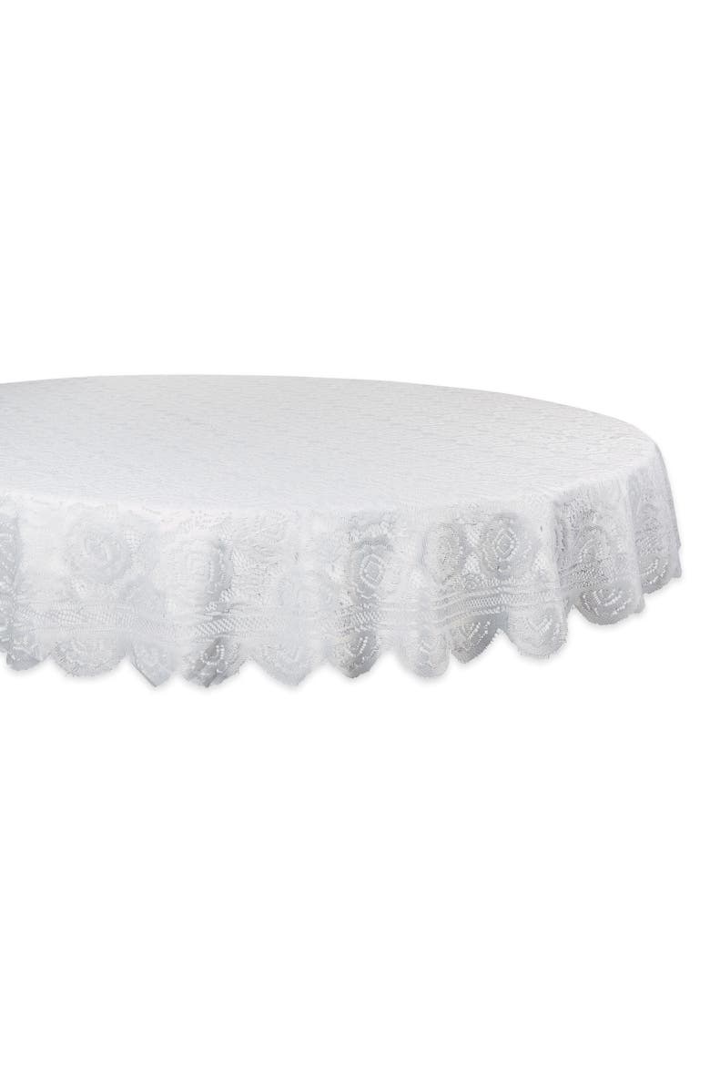 Cream Vintage Polyester Lace Tablecloth 63 Round, Alternate, color, Cream