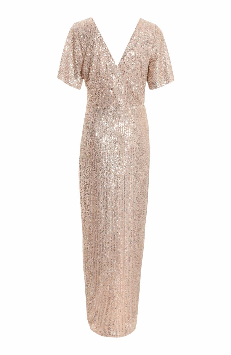 QUIZ Sequin Wrap Batwing Maxi Dress, Alternate, color, 