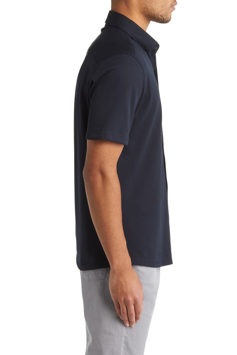 DRY TOUCH® Performance Piqué Knit Button-Up Shirt, Alternate, color, BLACK