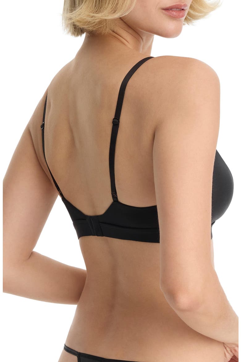 Late Night Faux Leather Triangle Bralette, Alternate, color, Black