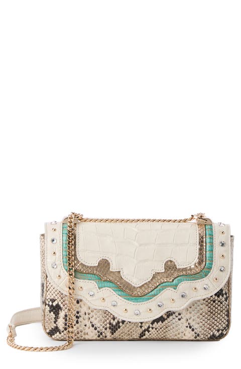 Rosa Croc Embossed Leather Convertible Crossbody Bag