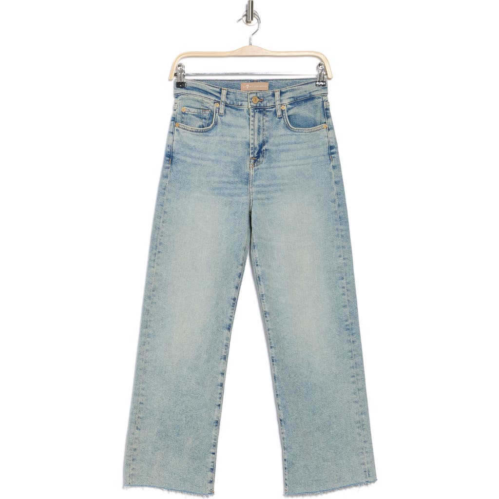 7 For All Mankind Alexa Cropped Raw Hem Wide Leg Jeans In Desert Skycuthm