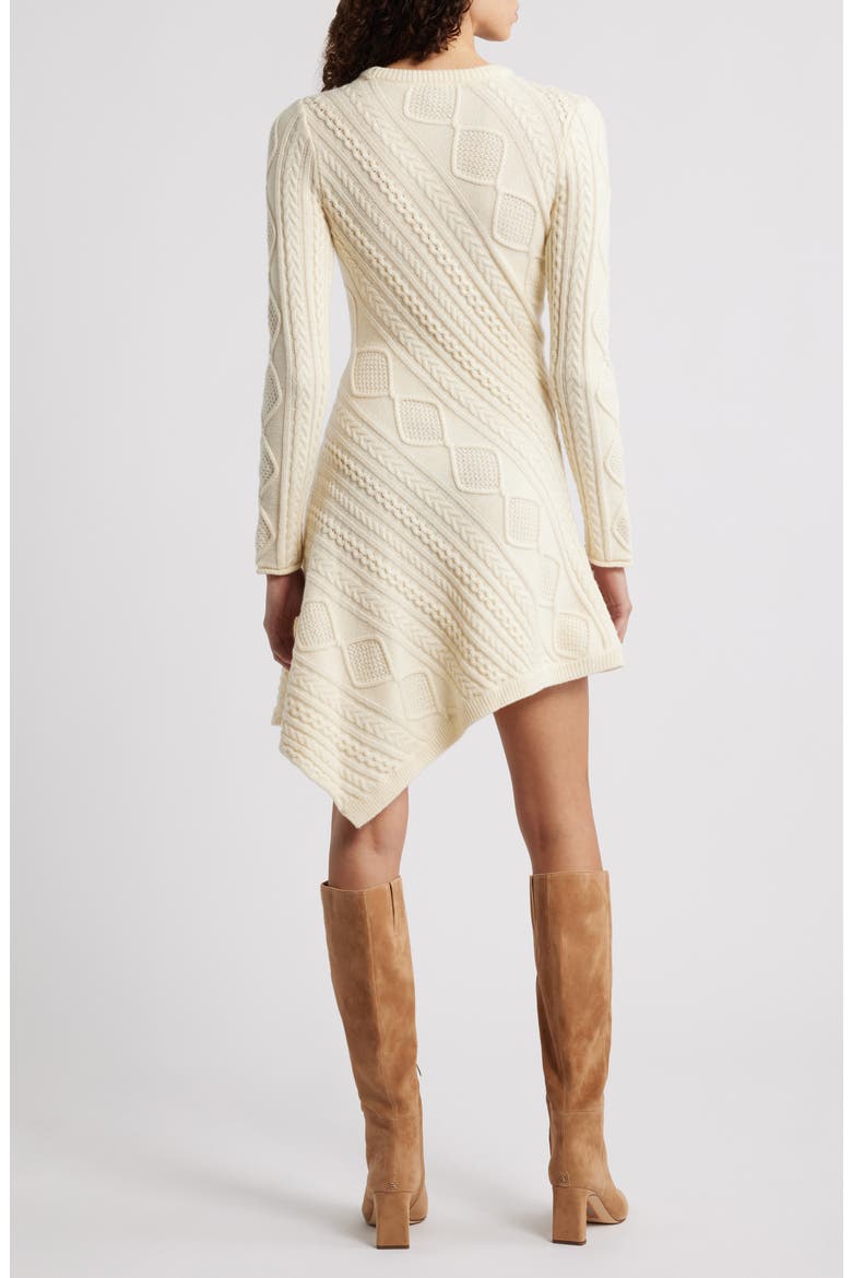 Eva Long Sleeve Cable Stitch Sweater Dress, Alternate, color, IVORY