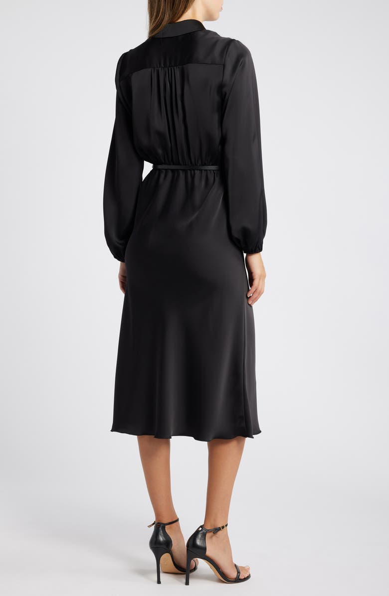 Sam Edelman Fluid Long Sleeve Satin Midi Shirtdress, Alternate, color,