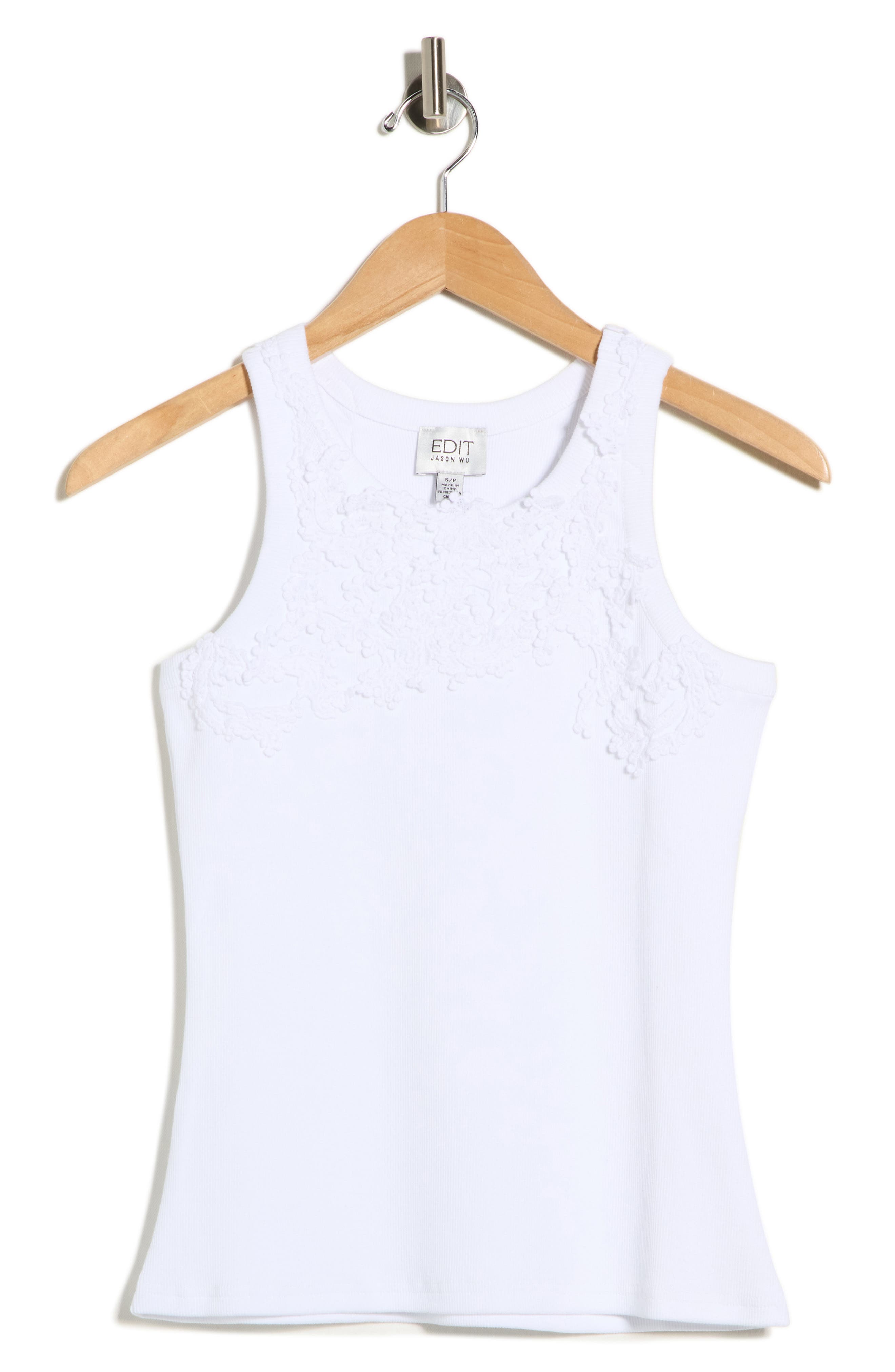 EDIT by JASON WU Floral Appliqué Rib Tank