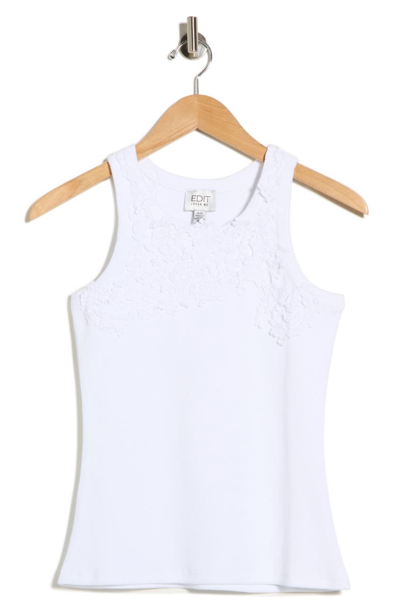 EDIT by JASON WU Floral Appliqué Rib Tank, Main, color, Ivory