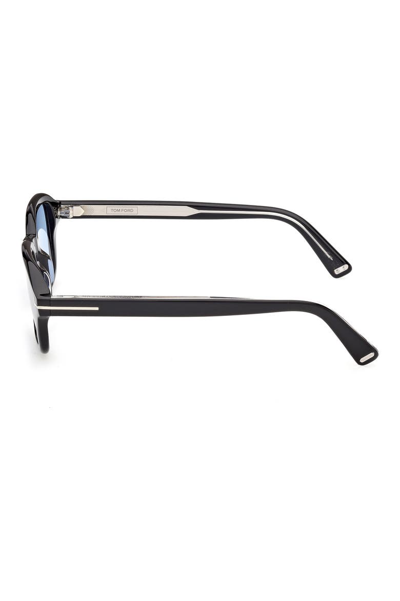 46mm Small Square Sunglasses, Alternate, color, SHINY BLACK PALLADIUM / BLUE