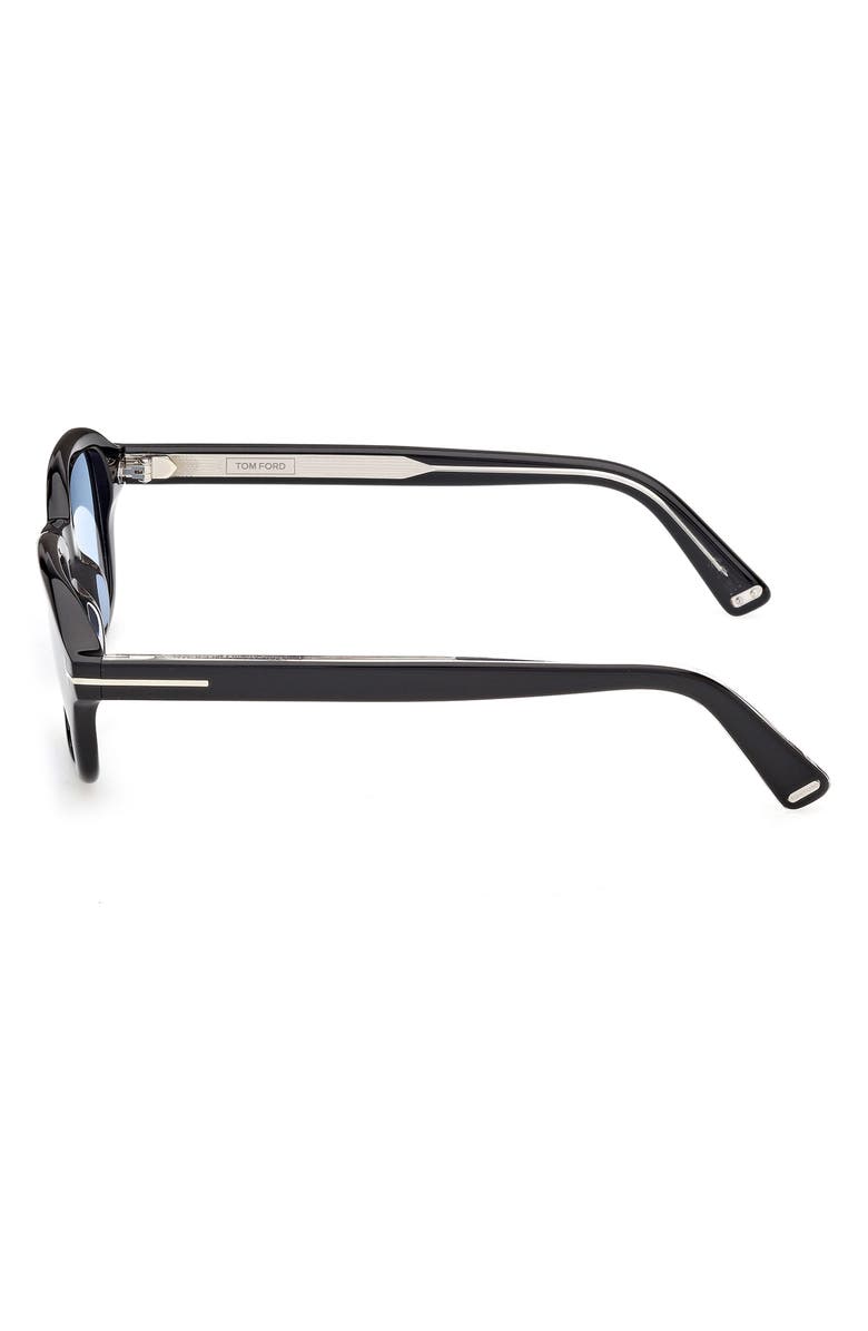 TOM FORD 46mm Small Square Sunglasses, Alternate, color, Shiny Black Palladium / Blue