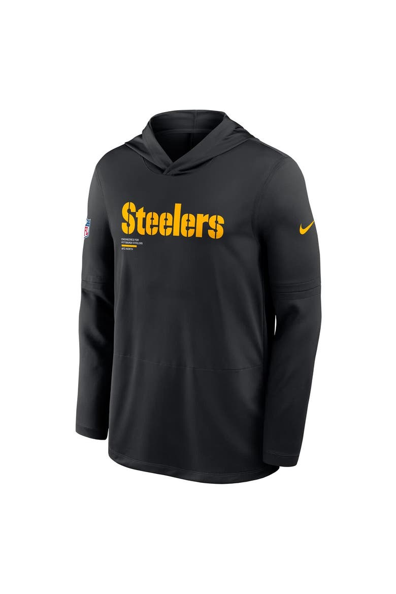 Men's Nike Black Pittsburgh Steelers Sideline Pure Fury Performance Long Sleeve Hoodie T-Shirt, Alternate, color, Black