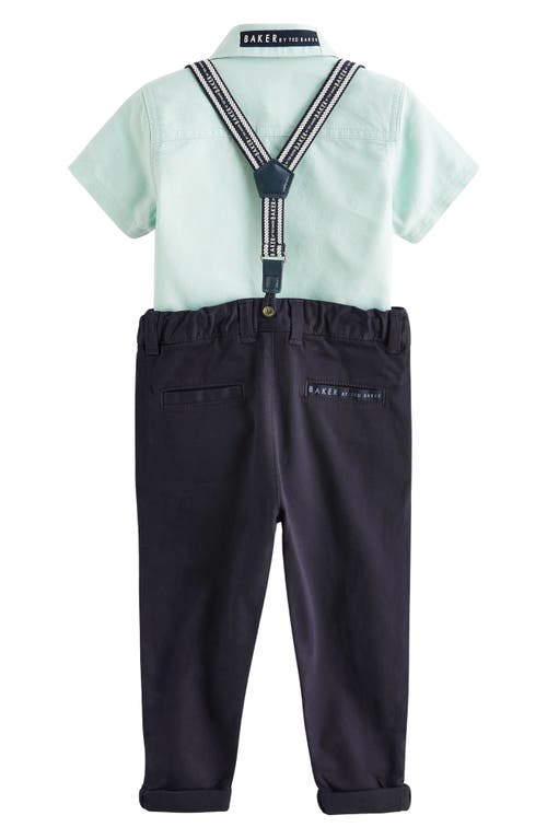 Baker By Ted Baker Kids' Short Sleeve Button-up Shirt, Trousers & Suspenders Set In Multi