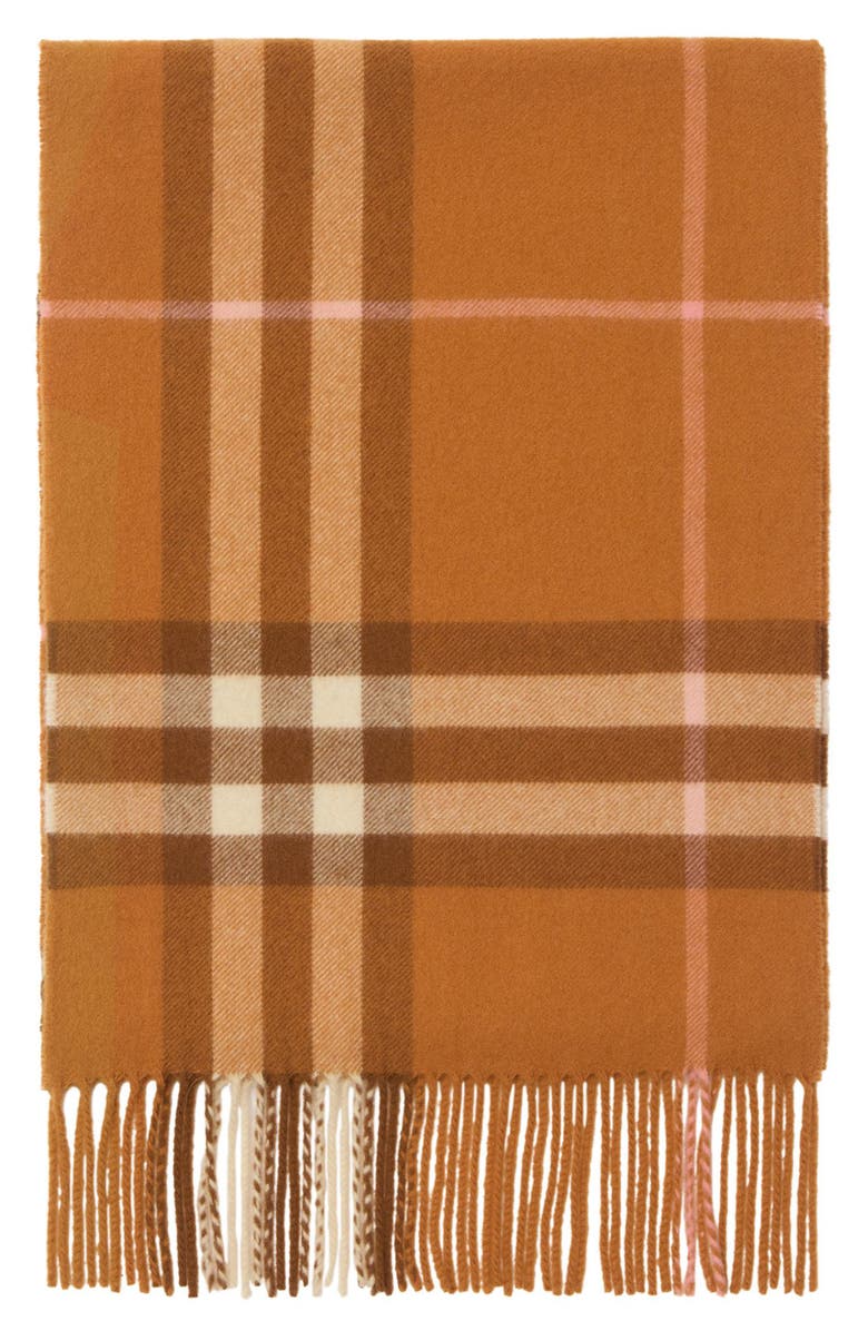 Burberry Giant Check Cashmere Scarf, Alternate, color, Squash Orange