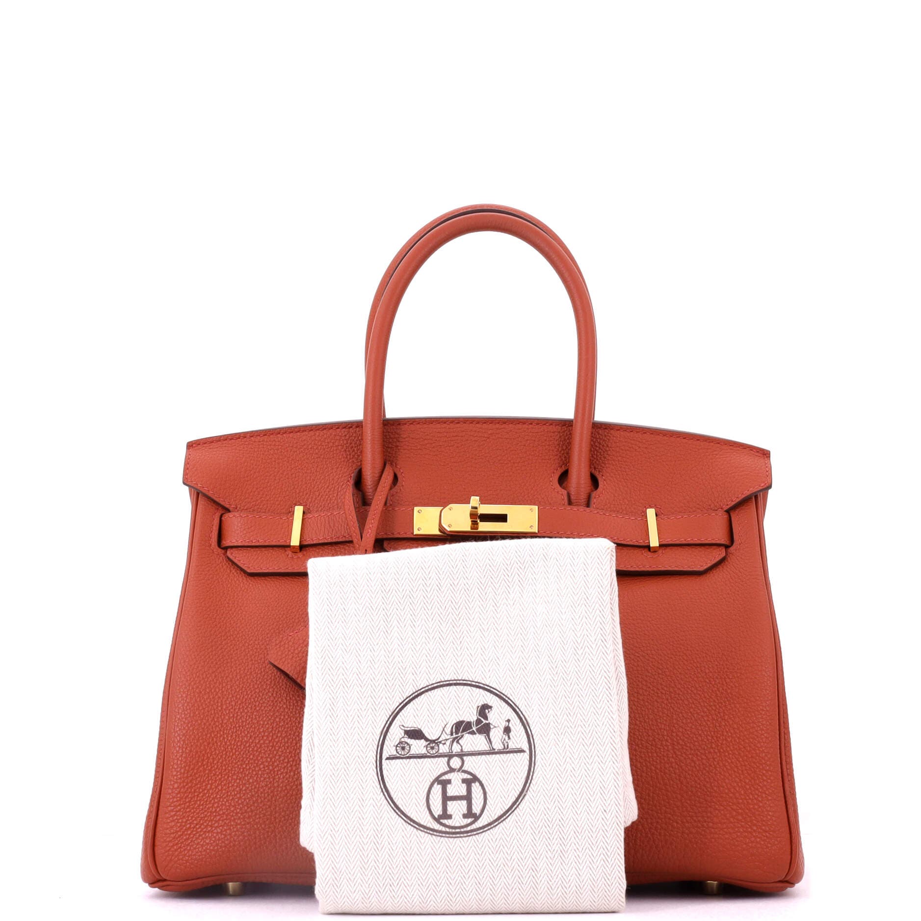 Pre-Owned Hermes Birkin Handbag Orange Togo with Gold Hardware 30, Alternate, color, Verso - Brique/Rouge H