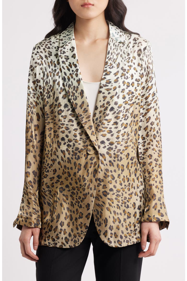 Ombré Metallic Animal Print Blazer, Alternate, color, BROWN MULTI