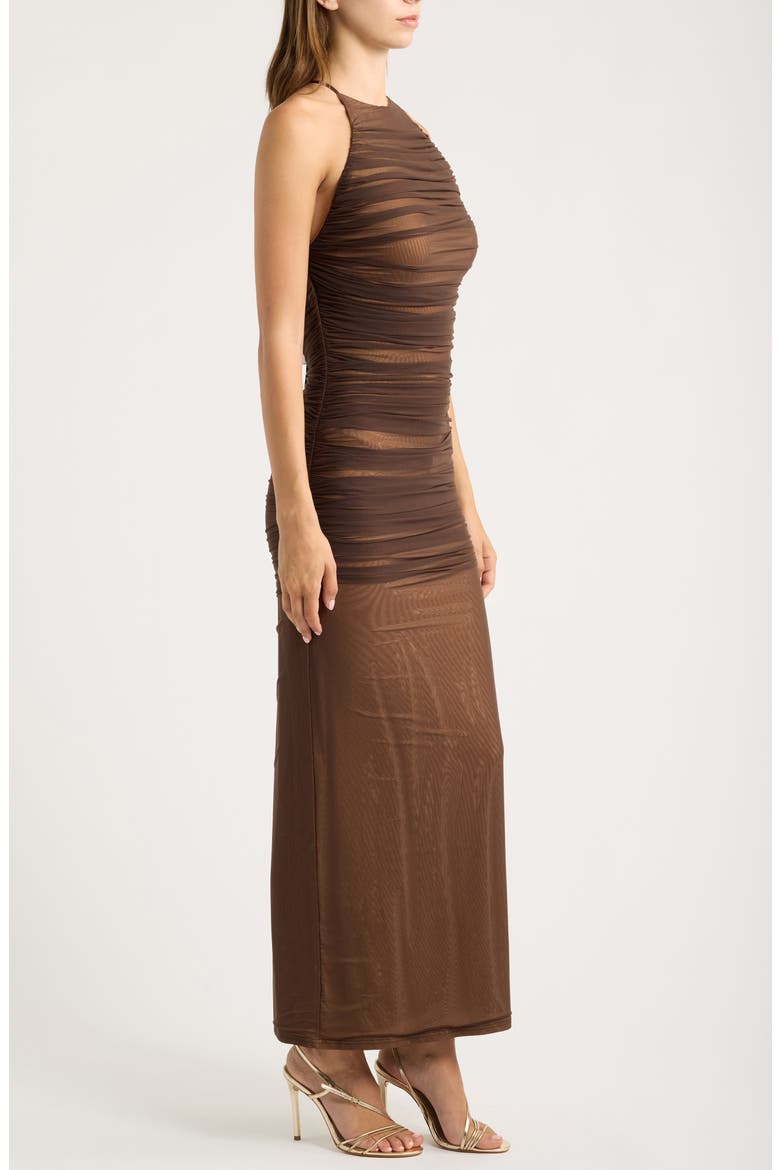 Marceline Mesh Body-Con Cocktail Dress, Alternate, color, BROWN