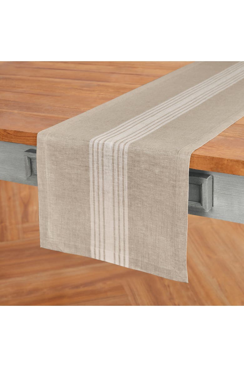 Linen Table Runner - Farmhouse, Alternate, color, White and Natural