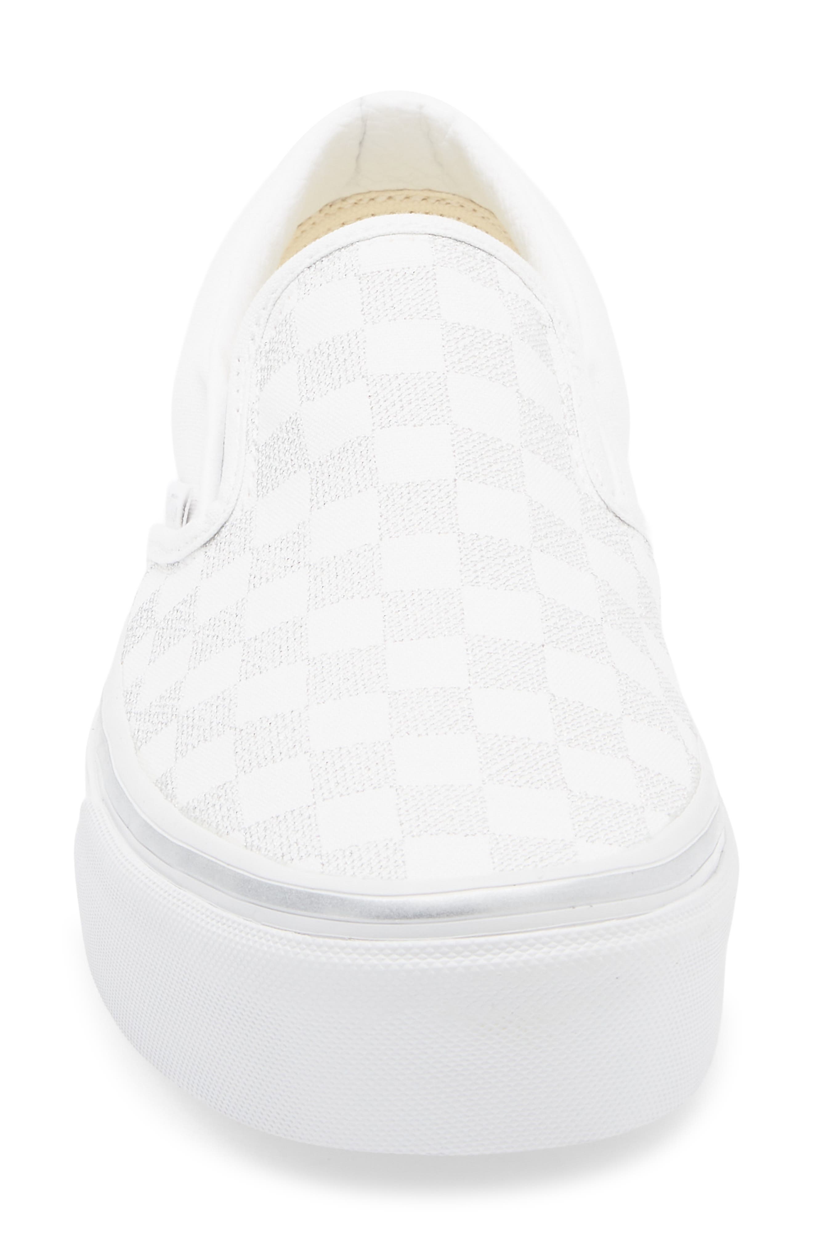 Vans Classic Slip-On Platform Sneaker, Alternate, color, Metallic Checkrbrd Silver