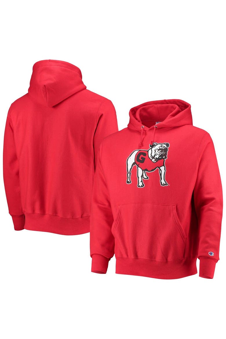 Men's Champion Red Georgia Bulldogs Vault Logo Reverse Weave Pullover Hoodie, Main, color, Red