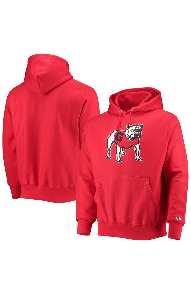 Champion Men's Champion Red Georgia Bulldogs Vault Logo Reverse Weave Pullover Hoodie, Main, color, 