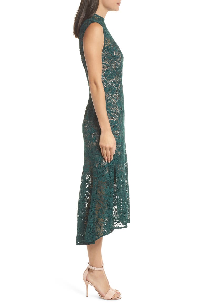 Lace Midi Dress, Alternate, color, GREEN PARK